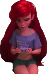 ariel looks at her shirt Meme Template