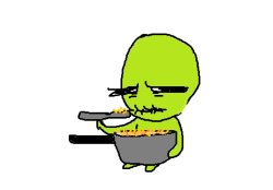 Green alien eating Meme Template