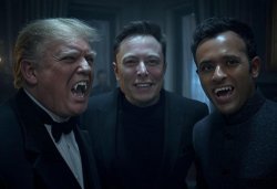 Trump, Musk, Ramaswamy vampires DOGE Meme Template