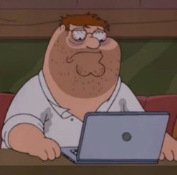 peter family guy tired laptop Meme Template