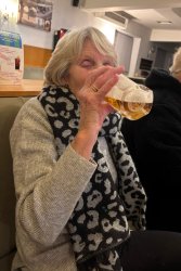 Granny drinks pints Meme Template