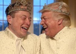 King Elon Musk Queen Donald Trump laughing #elonald Meme Template