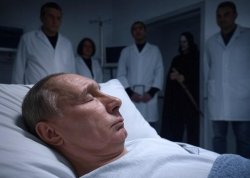 Vladimir Putin in hospital bed Vampire hunter wooden stake Meme Template