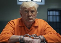 Donald Trump in a prison cell Convict Felon Republican Meme Template