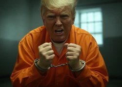 Donald Trump in a prison cell Convict Felon Republican Meme Template