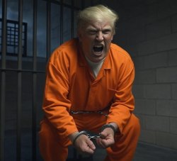 Donald Trump in a prison cell Convict Felon Republican Meme Template