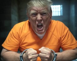 Donald Trump in a prison cell Convict Felon Republican Meme Template