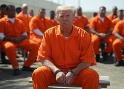 Donald Trump in a prison Convict Felon Republican Meme Template