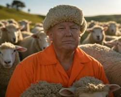 Donald Trump sheeple sheep sheepskin hat orange jumpsuit Meme Template