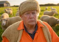 Donald Trump sheeple sheep sheepskin hat orange jumpsuit Meme Template