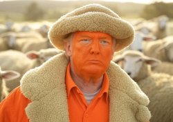 Donald Trump sheeple sheep sheepskin hat orange jumpsuit Meme Template