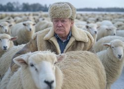 Donald Trump sheeple sheep sheepskin hat Meme Template