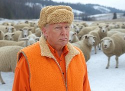 Donald Trump sheeple sheep sheepskin hat orange jumpsuit Meme Template