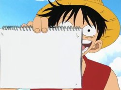 Luffy holds up Notepad Meme Template