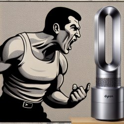 A dude pointing and screaming at a Dyson Air Purifier Meme Template