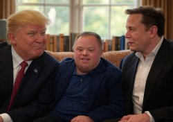 Donald Trump Elon Musk Down Syndrome man Meme Template