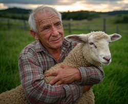 Toby Tedious old man hugging sheep Meme Template