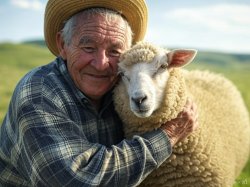 Toby Tedious old man hugging sheep Meme Template