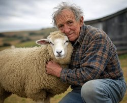 Toby Tedious old man hugging sheep Meme Template