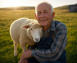 Toby Tedious old man hugging sheep Meme Template