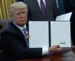 Donald Trump holding document Meme Template