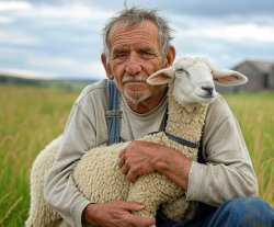 Toby Tedious old man hugging sheep Meme Template