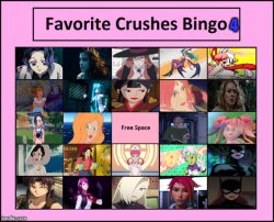 favorite crushes bingo 4 Meme Template