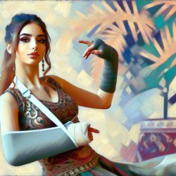 beautiful woman dancing with arm in cast Meme Template