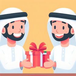 Two arabian brothers smiling giving a gift Meme Template