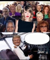 Trump, celebrities on airplane Meme Template