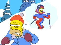 Homer Simpson skiing, disgusted at Meds butt Meme Template