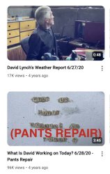 David Lynch Weather and Pants Repair Meme Template