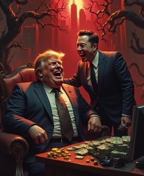 Trump Musk laugh America suckers money greed billionaire con man Meme Template