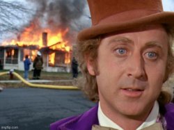 Wonka Blank Stare (fire) Meme Template