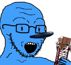 Sonic soyjak eats Hershey's chocolate Meme Template