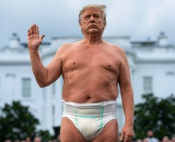 Donald trump taking oath wearing diapers white house Meme Template