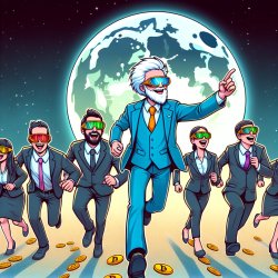 A cartoon trump leading a group of degens in suits, all wearing Meme Template