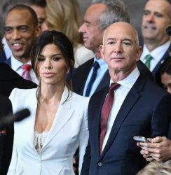 Lauren Sánchez with Jeff Bezos at Inauguration Meme Template