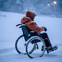 Man in Wheelchair in Snow Meme Template