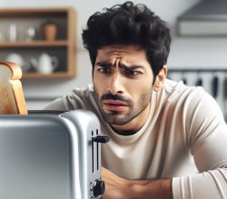 Guy doesn't know how to use a toaster Meme Template