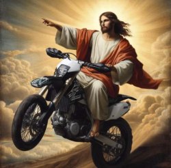 jesus christ on a motorbike Meme Template