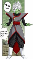 Zamasu ong bro her ass was this big Meme Template