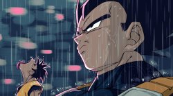 Goku and Vageta in the rain Meme Template