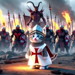 templar kitten facing down army of demons with righteous fury Meme Template