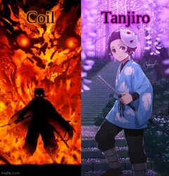 Coil and Kamado.Tanjiro temp Meme Template