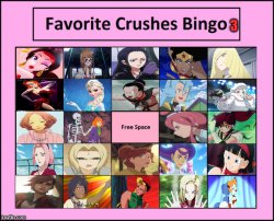 favorite crushes bingo 3 Meme Template