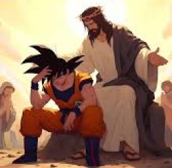 Goku with Christ Meme Template