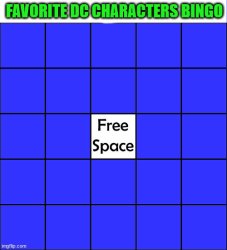 Favorite DC characters bingo Meme Template