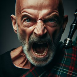 Angry bald Scottish man yelling Meme Template