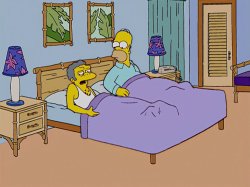 Homer Simpson In Bed With Moe Szyslak Meme Template